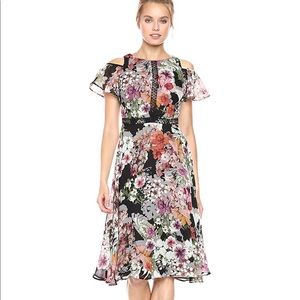 Gabby Skye  Winter Florals Cold Shoulder Dress